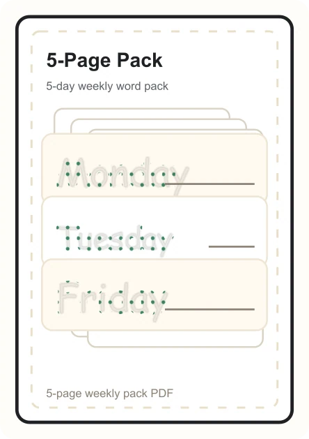 Five-page sight word weekly pack preview