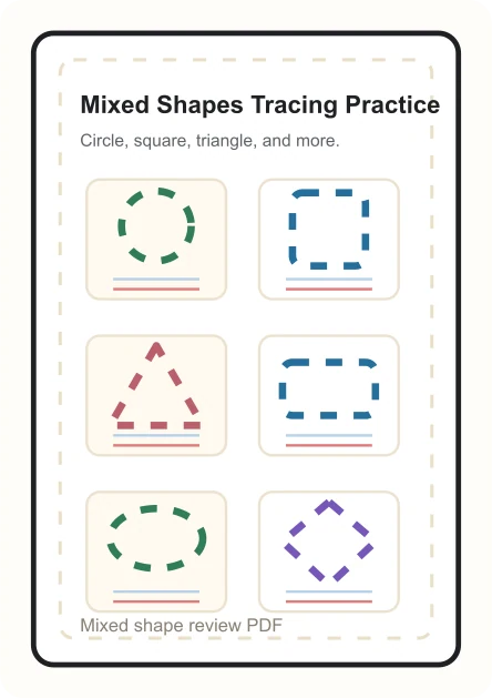 Mixed shapes tracing worksheet preview