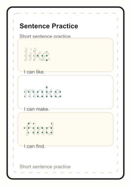Sight word sentence worksheet preview with like, make, and find